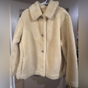 Uniqlo cream teddy fleece coat
